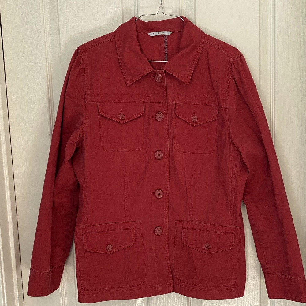 Berry colored Cabi button up cotton jacket